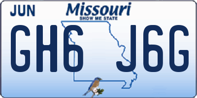 MO license plate GH6J6G