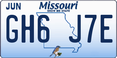 MO license plate GH6J7E