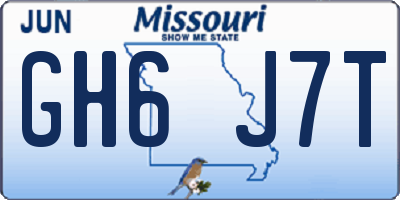 MO license plate GH6J7T