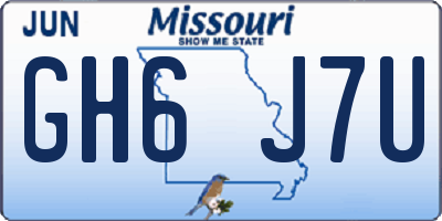 MO license plate GH6J7U