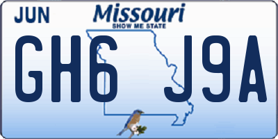 MO license plate GH6J9A