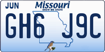 MO license plate GH6J9C