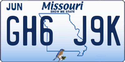 MO license plate GH6J9K