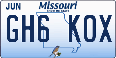 MO license plate GH6K0X