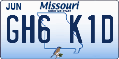 MO license plate GH6K1D
