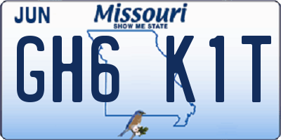 MO license plate GH6K1T