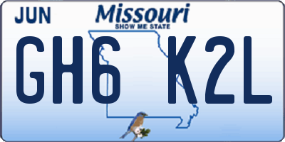 MO license plate GH6K2L