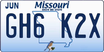 MO license plate GH6K2X