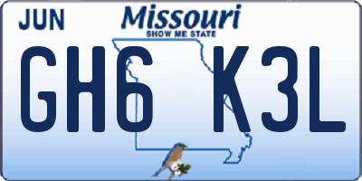MO license plate GH6K3L