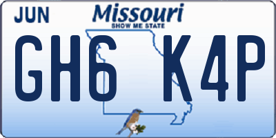 MO license plate GH6K4P
