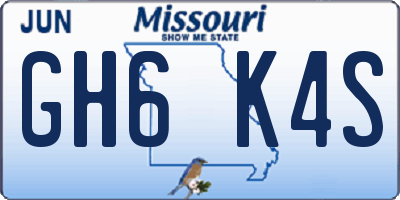 MO license plate GH6K4S