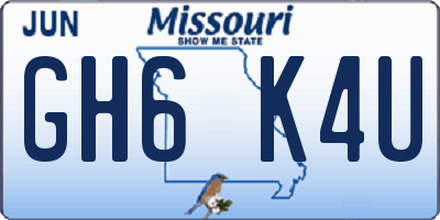 MO license plate GH6K4U