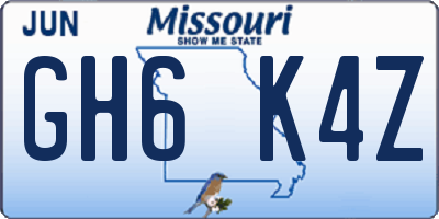 MO license plate GH6K4Z