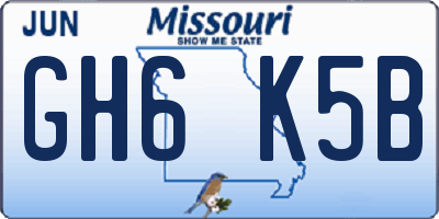 MO license plate GH6K5B