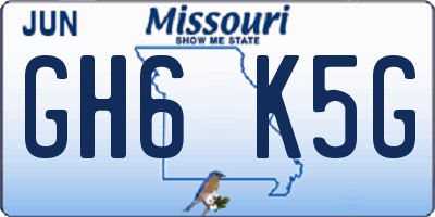 MO license plate GH6K5G