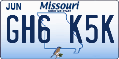 MO license plate GH6K5K
