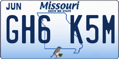 MO license plate GH6K5M