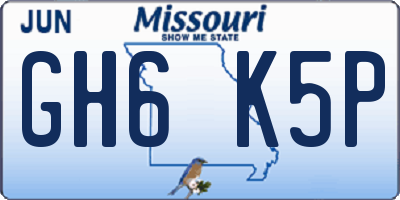 MO license plate GH6K5P