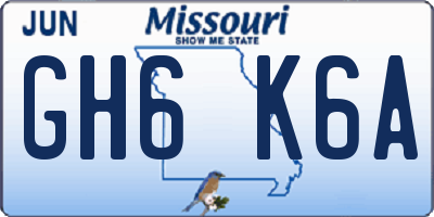 MO license plate GH6K6A
