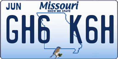MO license plate GH6K6H