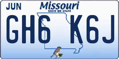 MO license plate GH6K6J