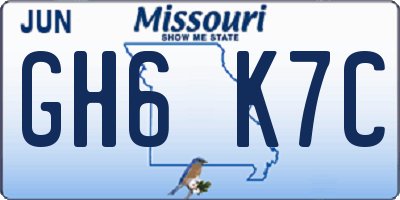 MO license plate GH6K7C