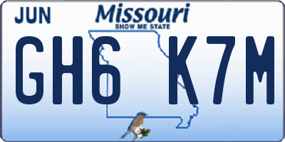 MO license plate GH6K7M
