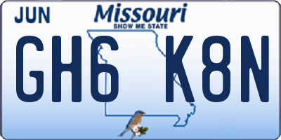 MO license plate GH6K8N