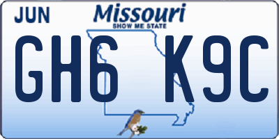 MO license plate GH6K9C