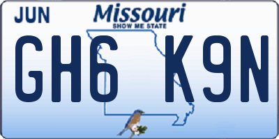 MO license plate GH6K9N