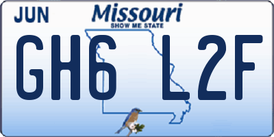 MO license plate GH6L2F