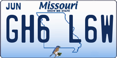 MO license plate GH6L6W