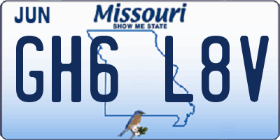 MO license plate GH6L8V