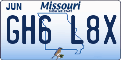 MO license plate GH6L8X