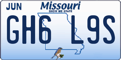 MO license plate GH6L9S