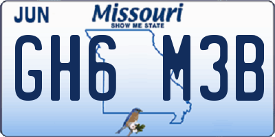 MO license plate GH6M3B