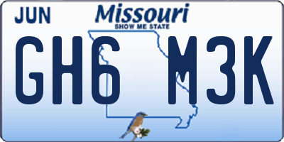 MO license plate GH6M3K