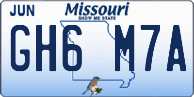 MO license plate GH6M7A