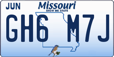 MO license plate GH6M7J