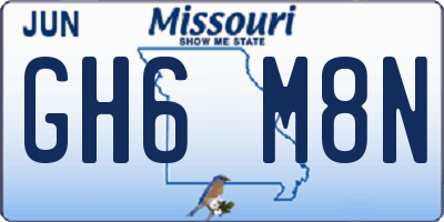 MO license plate GH6M8N