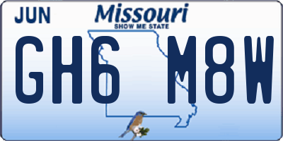 MO license plate GH6M8W