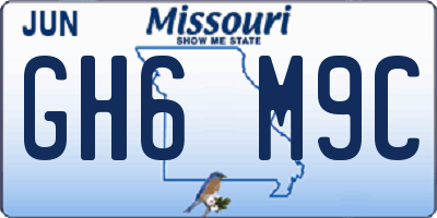 MO license plate GH6M9C