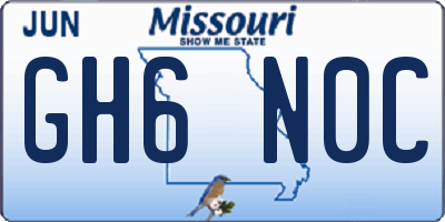 MO license plate GH6N0C