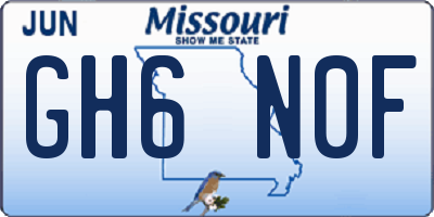 MO license plate GH6N0F