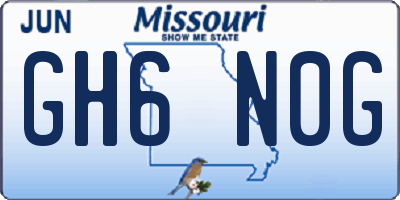 MO license plate GH6N0G