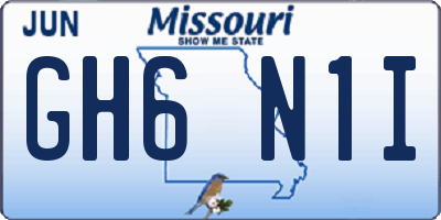 MO license plate GH6N1I