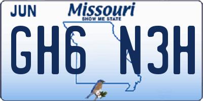 MO license plate GH6N3H