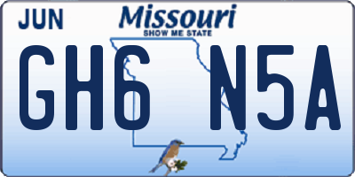 MO license plate GH6N5A