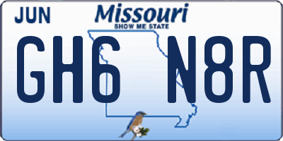MO license plate GH6N8R