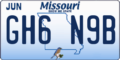 MO license plate GH6N9B